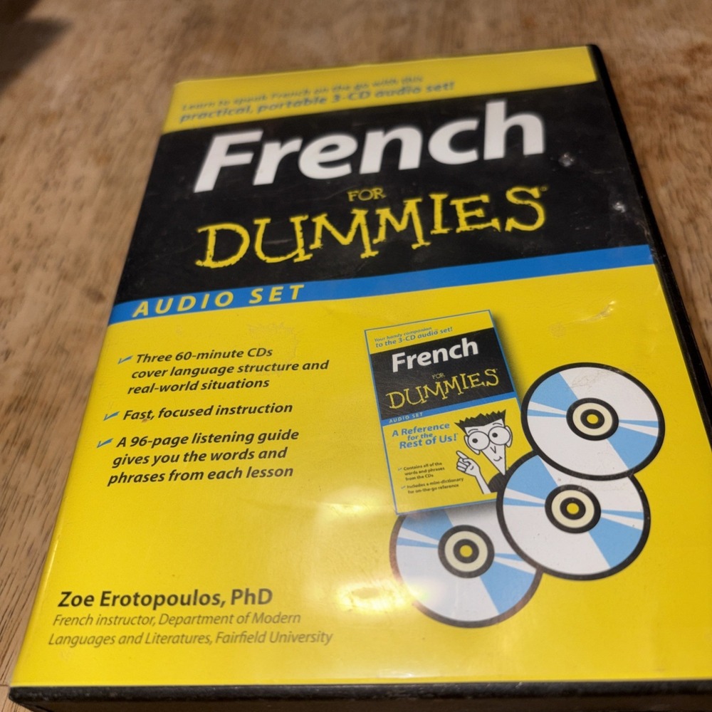 French for Dummies Audio Set Zoe Erotopoulos 3 CD Set 96-Page Guide 2007